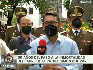 Alcalde del municipio Guaicaipuro conmemoró los 191 años de la muerte del Libertador Simón Bolívar