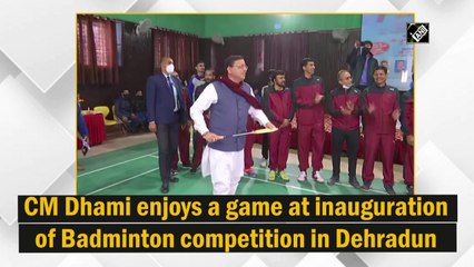 CM Dhami enjoys a game of Badminton in Dehradun 