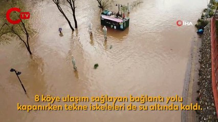 Bartın Irmağı yükseldi, iskeleler su altında kaldı