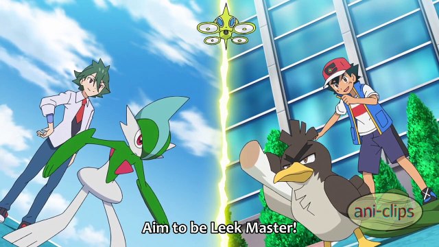 Ash's Farfetch'd Evolve and battle with Rinto's Gallade - Pokemon Journeys