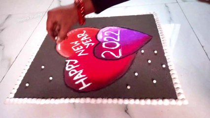 Easy and attractive.New Year 2022 Latest Rangoli,Happy new year special rangoli,1st january rangoli