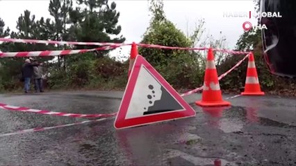 Zonguldak'ta heyelan! Köy yolu ulaşıma kapandı