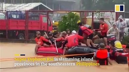 Super Typhoon Rai slams through the Philippines forcing tens of thousands to evacuate