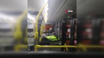 Servis ile otobüs şoförü arasında yol verme kavgası kamerada