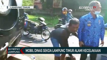 Mobil Dinas Sekda Lampung Timur Alami Kecelakaan