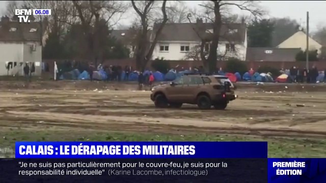 Un véhicule militaire filmé en train de multiplier les dérapages devant un camp de migrants à Calais