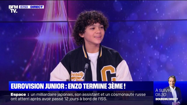 Troisième de l'Eurovision Junior, Enzo évoque ses nouvelles ambitions sur BFMTV