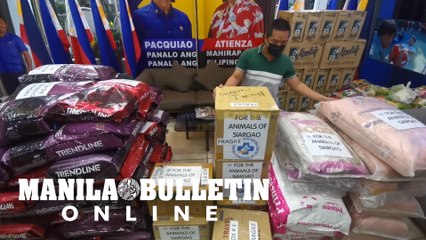 Team Pacquiao received animal foods which will be donated to the affected animals in Surigao