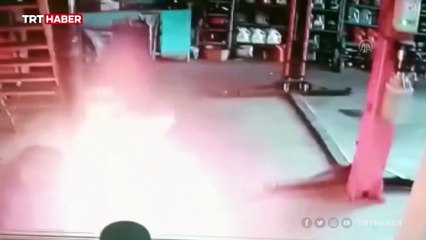 Sobaya benzin döktü, alevlerden son anda kurtuldu