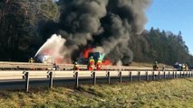 تصادف کامیون با خودروی نظامیان آمریکا در بزرگراهی در آلمان