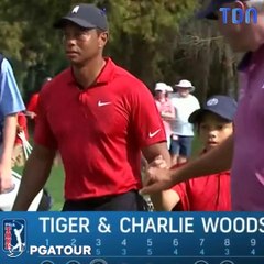 Tiger Woods et son fils font le show à un tournoi de golf