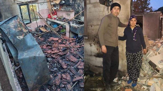 Yeni evli çiftin eviyle birlikte paraları da yandı