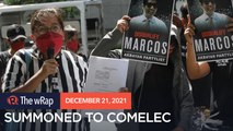 Comelec summons Marcos again, this time over 3 disqualification cases