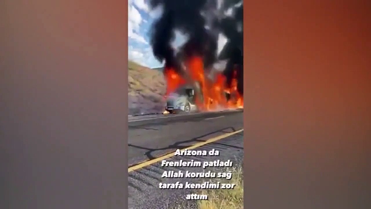 Tolga Karel, geçen yıl yanan TIR'ının görüntülerini paylaştı; "Ne ölümlerden döndük, bilin istedim"