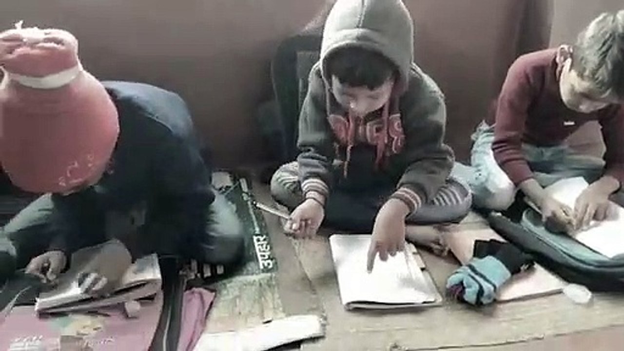 Funny child student study moment