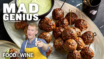 Justin Chapple makes Spicy Lamb Meatballs with Green Goddess Dip