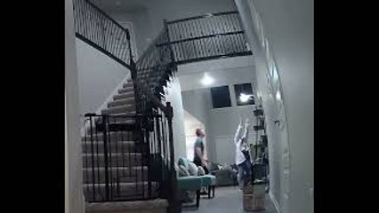 Lady With Sixth Sense Catches Kitten Falling off Stairway