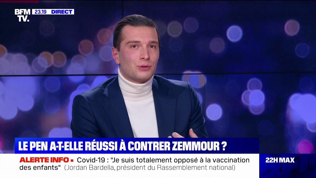 Sondage BFMTV: pour Jordan Bardella (président RN), "Éric Zemmour a atteint son plafond de verre"