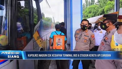 Menjelang perayaan Natal dan tahun baru 2022, Kapolres Madiun cek kesiapan Terminal dan Stasiun Caruban
