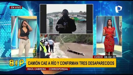 Tres personas desaparecen tras caída de camión a río Vilcanota en Cusco