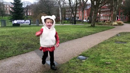 Matilda Farley rings the cancer all clear bell
