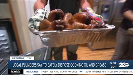 Local plumbers stress the importance of safely disposing grease and cooking oil this holiday season