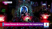 Todas las casas de un vecindario en Nueva York se iluminan para recibir la Navidad