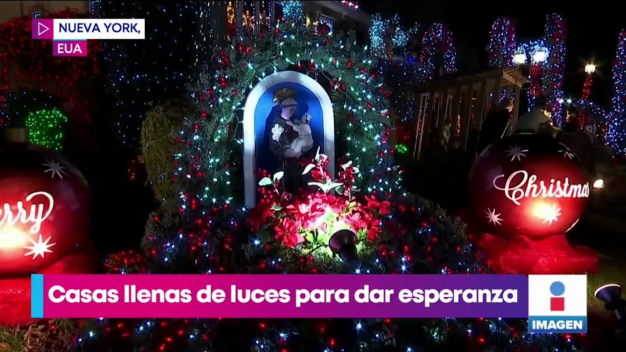 Todas las casas de un vecindario en Nueva York se iluminan para recibir la Navidad
