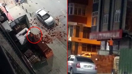 Öfkeden gözü dönen kadın, tartıştığı kişinin otomobiline dakikalarca tuğla yağdırdı! O anlar kamerada