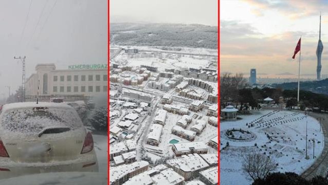 Meteoroloji'nin uyarılarının ardından İstanbul'da kar yağışı etkili oldu! İlçelerden kartpostallık görüntüler yağıyor