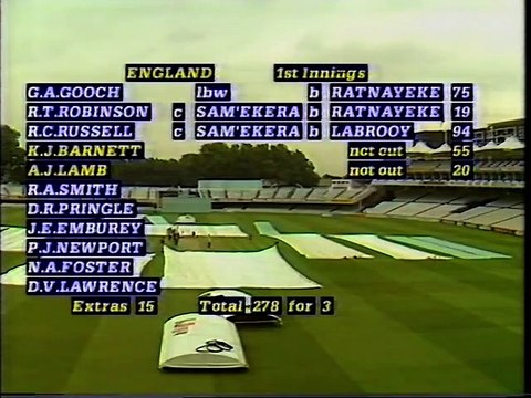 1988 England v Sri Lanka Only Test Day 3 Aug 25th to 30th 1988 at Lords