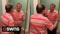 Sobering moment lady with Alzheimer's has a conversation with herself after not recognising her reflection in the mirror