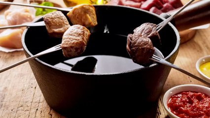 Fondue de carne saudável - sem óleo.