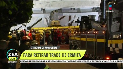 Han transcurrido 24 hrs de maniobras para retirar trabe en Ermita Iztapalapa