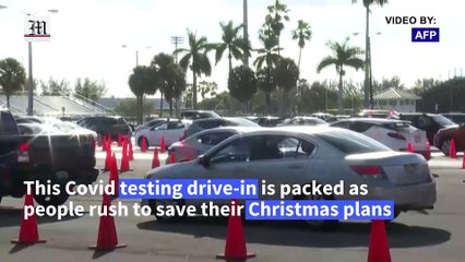 Long lines at Miami drive-in Covid testing site as Omicron spreads