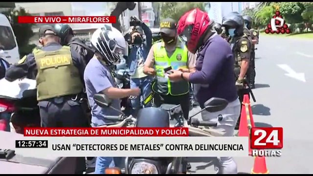 Miraflores: usan detectores de metales en operativo de control a motorizados