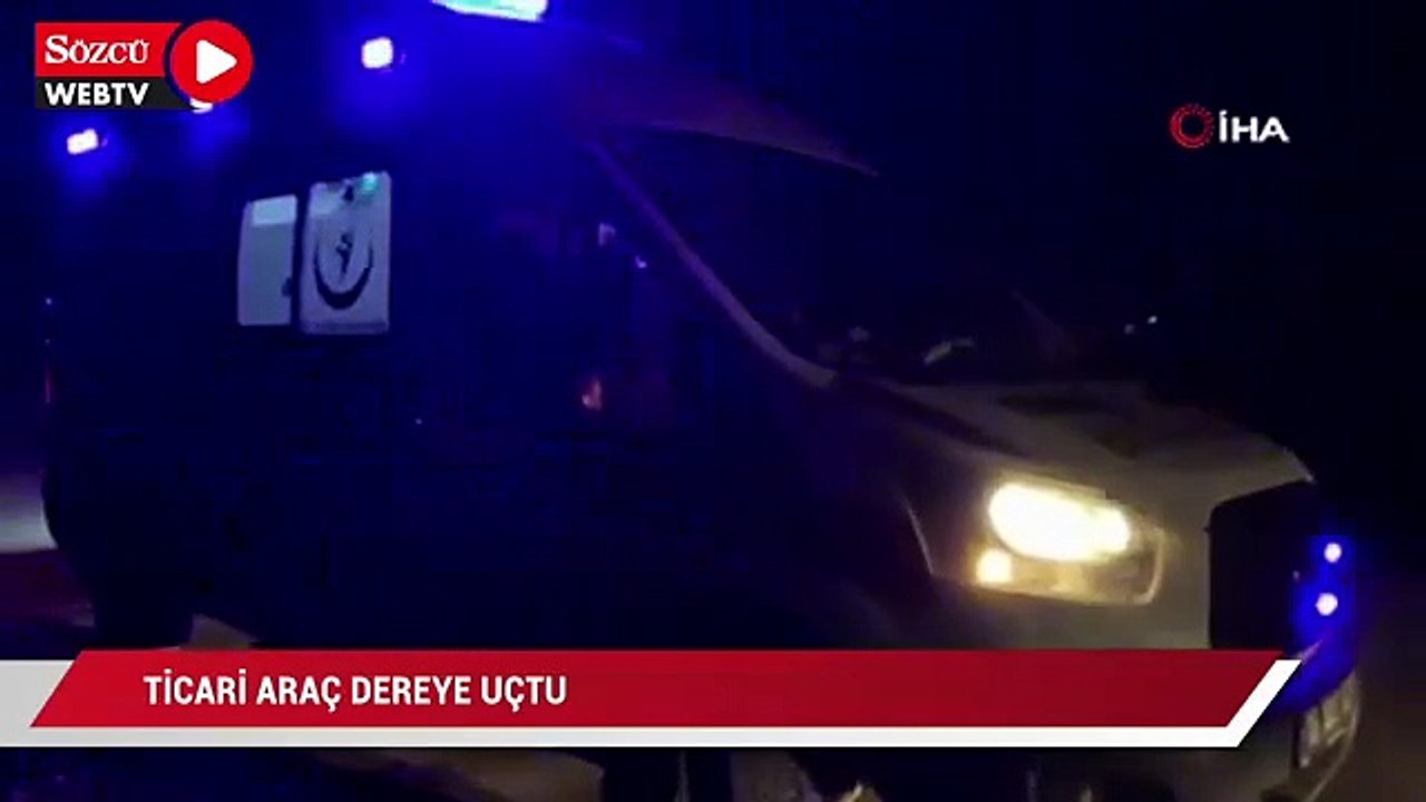 Ticari araç dereye uçtu