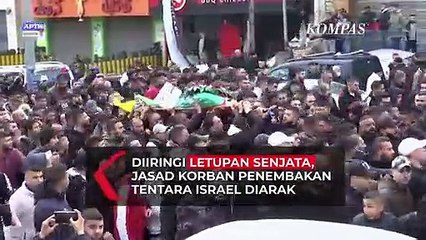 Diiringi Letupan Senjata, Jasad Korban Penembakan Tentara Israel Diarak Warga