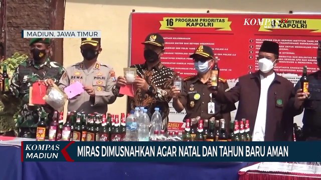 Polres Madiun Kota memusnahkan ribuan liter miras, serta sabu - sabu