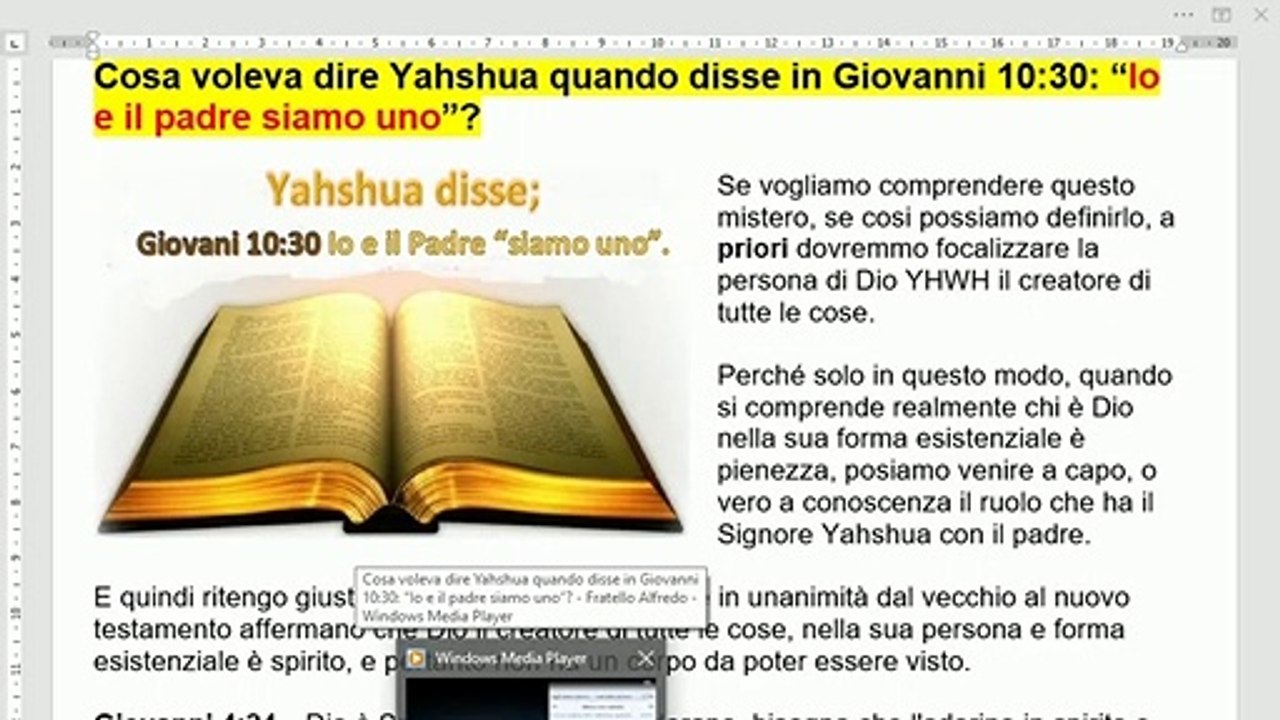 Cosa voleva dire Yahshua quando disse in Giovanni 10:30. Io e il Padre siamo uno?