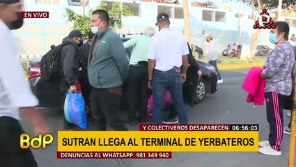 Sutran llega al terminal de Yerbateros y colectiveros desaparecen