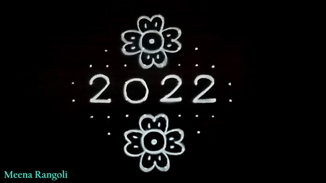 flowers rangoli design for new year 2022 - new year kolam designs - new year muggulu 2022