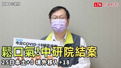 本土+0、境外+18！ 中研院結案 110居家隔離者皆為陰性