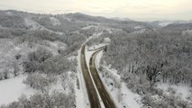 Batı Karadeniz'de kar manzarası havadan görüntülendi