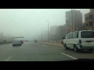 شبورة مائية أعلى طريق الدائري في اتجاه القادم من الهرم وأكتوبر