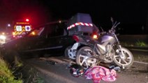 Forte colisão entre carro e moto deixa motociclista com fratura na perna na BR-277, em Cascavel