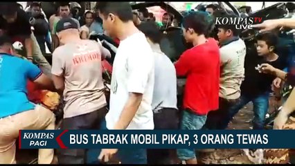 Kecelakaan Antara Bus dan Pick Up, Akibatkan 3 Orang Meninggal Dunia di Lokasi Kejadian