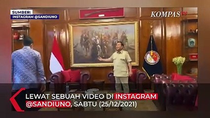 Ekspresi Prabowo Ketika Sandiaga Jalan Kaki ke Kantor Menhan