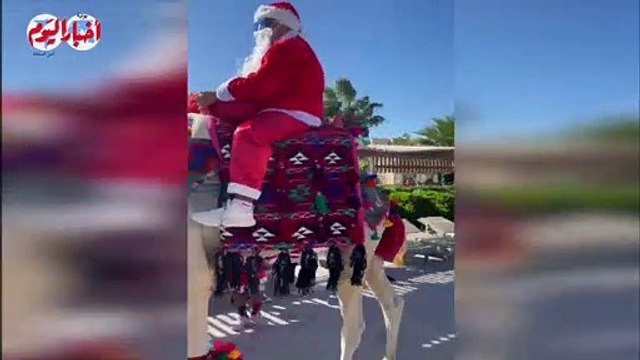 على ظهر جمل ..بابا نويل يوزع الهدايا على شواطئ مرسى علم احتفالا بالكريسماس