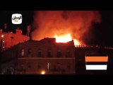 اللحظات الأولى لحريق هائل في فندق الشمس  بمنطقة رمسيس